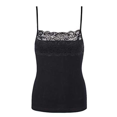 Moxeay Women's Adjustable Lace Trim Cotton Basic Cami Tops