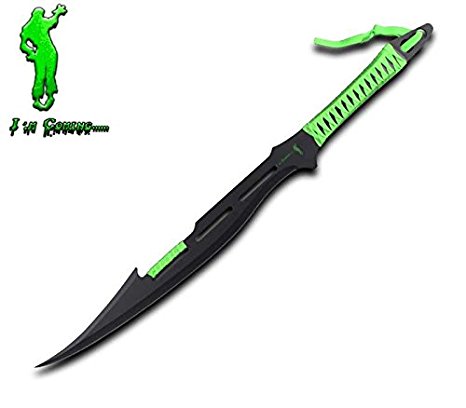 Rogue River Tactical Zombie Killer Machete Killing Sword Full Tang Blade Green Cord-wrapped Handle Apocalyptic Decapitator