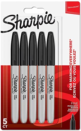 Sharpie Permanent Markers, Fine Tip Pack of 5