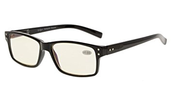 Eyekepper UV Protection,Anti Glare/Blue Rays,Scratch Resistant Lens Computer Eyeglasses (Black Frame, Yellow Tinted Lenses)