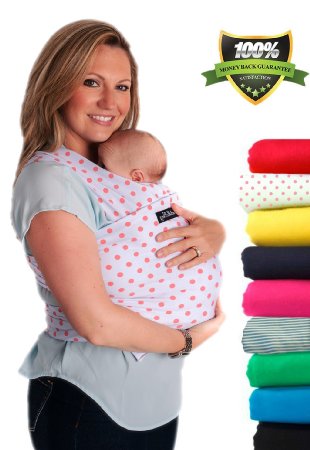 LIFETIME GUARANTEE 4-in-1 CuddleBug Baby Wrap Carrier  Soft Baby Carrier  Baby Sling Carrier  Postpartum Belt  Nursing Cover  Best Baby Shower Gift Pink Polka Dot