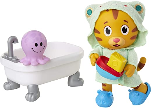 Daniel Tiger's Neighborhood Bath Time Daniel Tiger Figure is 7" Tall – Articulated Neck, Arms & Legs, Comes with Cute Frog Robe & Tigey-Shaped Slippers