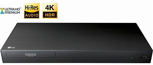 2017 LG 4K Ultra HD 3D Blu-ray Player with Remote Control, HDR Compatibility, Upconvert DVDs, Ethernet, HDMI, USB Port, Black