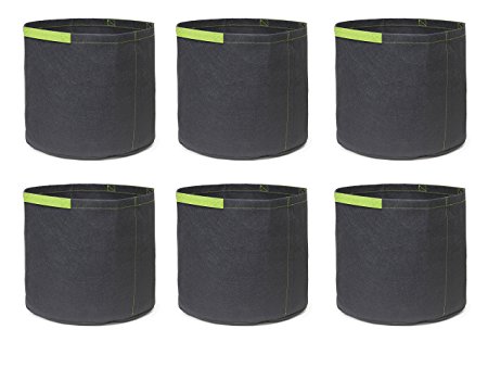 247Garden 6-Pack 2 Gallon Grow Bags /Aeration Fabric Pots w/Handles (Black w/Short Handles)