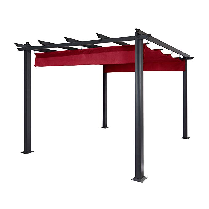 ALEKO PERGBURG Grape Trellis Pergola Outdoor Canopy Pool Garden Patio Gazebo 9 x 9 Feet Burgundy and Black