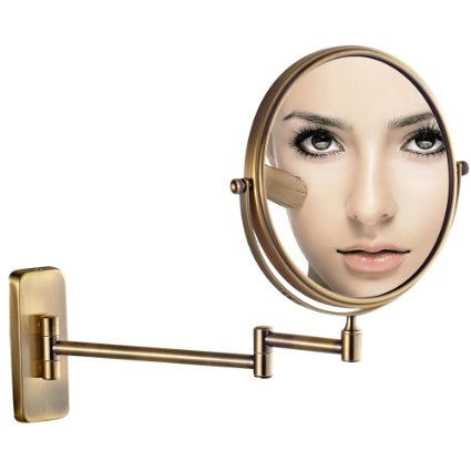 GuRun 8-Inch Antique Double-Sided Wall Mount Makeup Mirrors with 10x Magnification,Bronze Finish M1406K(8in,10x)