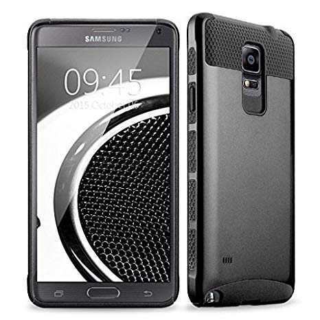 Xindayi Galaxy Note 4 N9100 Case, Shockproof Dual Layer Case TPU Hybrid PC Slim Hard Back Case Cover For Samsung Galaxy Note 4 N9100 Black
