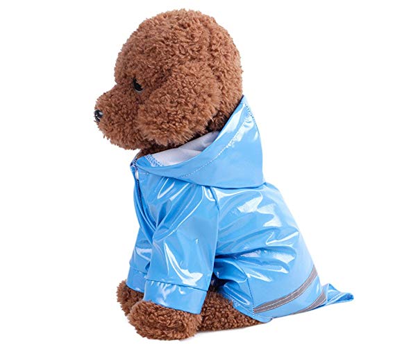 Topsung Dog Raincoat Pet Poncho with Hood Waterproof Rain Coat Jacket for Small Dogs