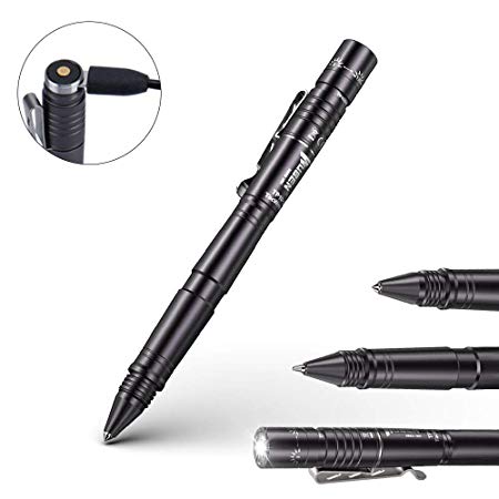 Tactical Pen for Self-Defense, Rechargeable Waterproof LED Flashlight, Window Breaker, Ballpoint Pen, Multitool for Everyday Carry Survival Gear