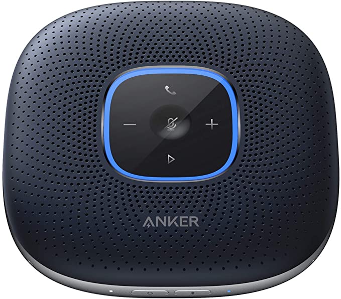 Anker PowerConf Bluetooth Speakerphone with 6 Microphones, Enhanced Voice Pickup, 24 Hour Call Time, Bluetooth 5, USB C Connection, Compatible with Leading Platforms, PowerIQ Technology-Blue