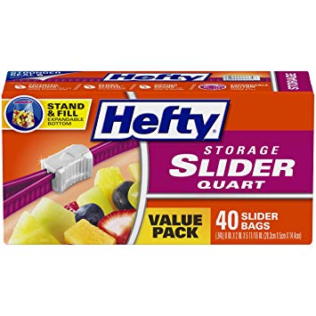 Hefty Slider Storage Bags, Quart Size, 40 Count