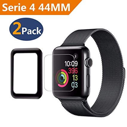 Apple Watch Tempered Glass Screen Protector for Watch 44mm Series 4(2Pack) 3D Tempered Glass Full Coverage Scratch Resistant Waterproof Screen Film Compatible Watch 44mm