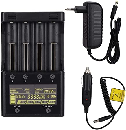 LCD Display Universal Charger, Lii-500S LCD Display Charger Battery Charger with 4 Slots for Lipo/NI-MH 18650/26650/14500/AA/AAA LCD Screen Charge/Discharge Mode
