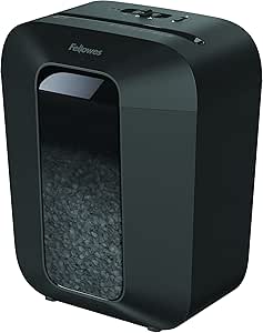 Fellowes LX41 - Trituradora de Papel, minicorte, destruye hasta 8 Hojas, destructora de Papel Uso Personal, Papelera 17L, Nivel de Seguridad DIN-P4, con Bloqueo de Seguridad, Color Negro