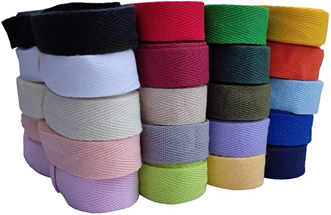 Menghuan Cotton Twill Tape Herringbone Tape 4/5 Inch 40 Yards Cotton Twill Ribbon 20 Colors Mixed for Sewing Binding Gift Wrapping Craft DIY(4/5 Inch(2.0 cm), Mixed Color 2)