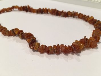 Arthritis Carpal Tunnel Necklace - 18 Inch Raw UnPolished Cognac Baltic Amber Adult Certified authentic Swelling, sciatica, headache migraine, back ache