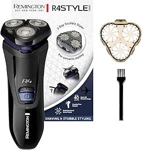 Remington Rasoir Électrique [Rasage à Sec et Humide] R4 (Utilisation sans Fil, Têtes Rotatives 360°, Tondeuse Précision Rétractable Comforttrim   Guide Coupe Barbe 3 Jours, Ergonomique) Tondeuse R4002