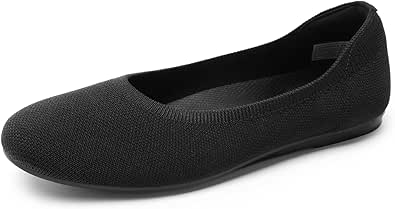 DREAM PAIRS Ballet Flats Shoes for Women, Foldable Knit Women's Flats with Arch Support, Comfortable Shoes for Women Dressy Casual Work Office