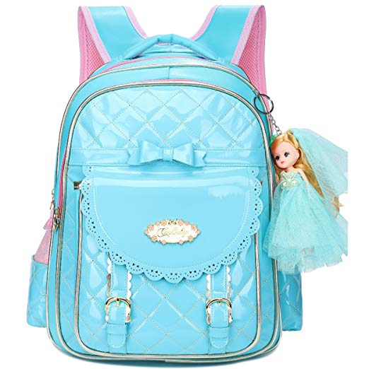 Waterproof PU Leather Kids Backpack Cute School Bookbag for Girls