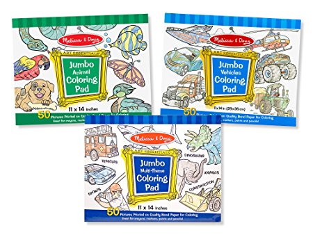 Melissa & Doug Jumbo 50-Page Kids' Coloring Pads Set - Animals, Vehicles, and More