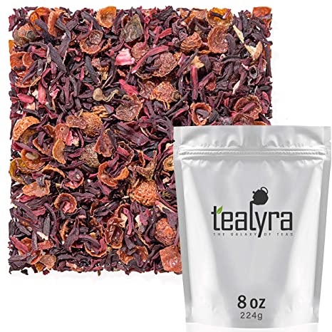 Tealyra - Hibiscus and Rosehips - Herbla Loose Leaf Tea - Health Tonic - Natural Weight Loss - Supports Healthy Blood Pressure - Caffeine-Free - Vitamins Rich - All Natural - 224g (8-ounce)