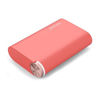 Solove Air QC 10000 mAh Power Bank, Quick Charge 2.0, Ultra Compact (Credit Card size), 3 Hours Recharge, Universal Compatible Portable Charger / External Battery Pack (Coral)