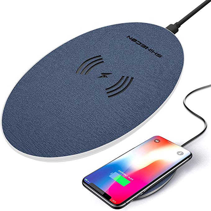 Fast Wireless Charging Pad, MIZOO Qi Certified Wireless Charger PU Ultra-Slim Pad Wireless Charger Compatible iPhone Xs Max XR X 8 8 Plus Samsung Galaxy S6 S7 S8 Note5 Note8 Nokia Lumia