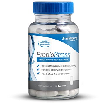 ProbioStress Probiotics   Stress Relief, Reduce Everyday Anxiety, Promote Relaxation, & Improve Focus & Digestion, with KSM-66, SmartBiotics, 60 Count