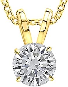 3/8-5 Carat IGI Certified LAB-GROWN Round Cut 4 Prong Diamond Pendant Necklace   16" 14K Gold Chain Value Collection (H-I Color, SI1-SI2 Clarity)