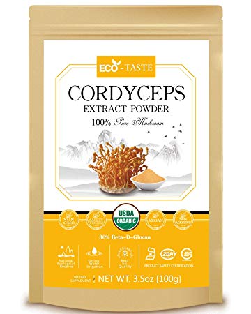 Cordyceps Mushroom Extract Powder 10:1,USDA Organic, 30% Beta-D-Glucan Supplement,3.5oz