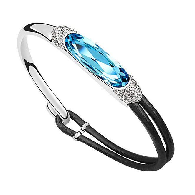 Xingzou® Women's Jewelry Half Leather Rope Crystal Bangle/Bracelet Made with Swarovski Elements