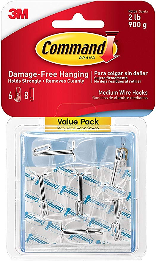 Command Wire Toggle Hook Value Pack TLTL, Medium, Clear, 12-Hooks