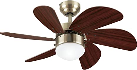 Westinghouse Lighting 7824865 Turbo Swirl Single-Light 30-Inch Six-Blade Ceiling Fan, Antique Brass with Frosted Globe