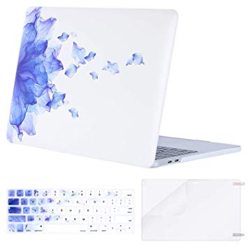 Mosiso MacBook Pro 13 Case 2018 2017 2016 Release A1989/A1706/A1708, Plastic Hard Case Shell with Keyboard Cover with Screen Protector Compatible Newest MacBook Pro 13 Inch, Purple Flower
