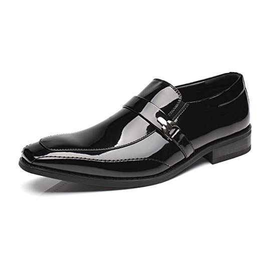 Faranzi Tuxedo Oxford Patent Leather Plain Toe Wedding Dress Shoes for Men Lace up Comfortable Formal Business Shoes