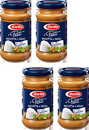 Barilla: "Ricotta e Noci" Ricotta and Nuts - 6 Ounce (170g) Bottles (Pack of 4) - [ Italian Import ]