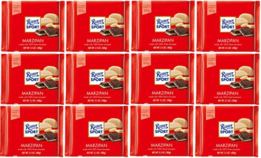 Ritter Sport Chocolate with Marzipan 100g - Pack of 12
