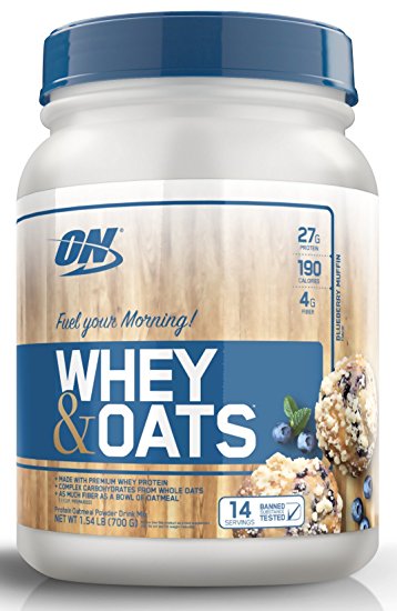 Optimum Nutrition On Whey & Oats Protein Powder with 14 Servings, Blueberry Muffin, 1.54 Pound