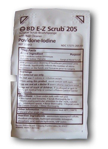 Povidone Iodine Surgical Scrub Brush/Sponge