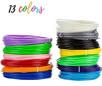 Blue Orient 3D Pen Filaments Refill Set, Extra Long & Strong! 1.75mm ABS Filament, 420 Linear Feet! 3D Filaments That Brighten Your Day! 13 ABS Filament Colors, 1 Glow in the Dark & 50 Stencil E-book