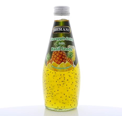 HEMANI Basil Seeds Juice Drink 9.8 FL OZ (290 mL) - Made with Real Basil Seeds - Naturally Cooling & Refreshing (Pineapple)