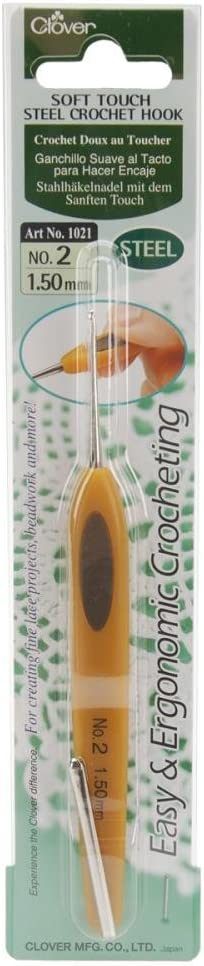 Clover Soft Touch Steel Crochet Hook: 1.50mm, Multicoloured