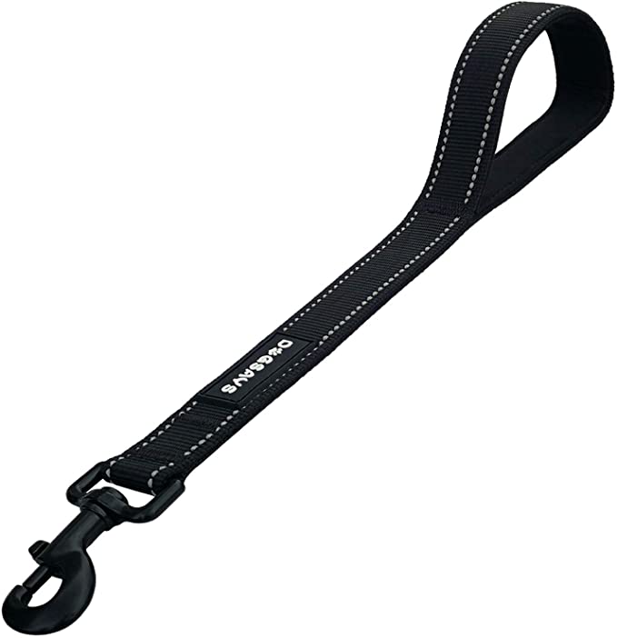 Short Dog Leash - Traffic Padded Handle - Heavy Duty - Short Nylon Dog Lead for Training Control - Reflective Threads Pet Leashes for Large Big Dogs and Medium Dogs