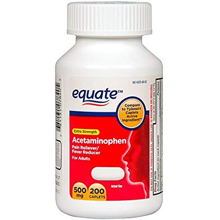 Equate Extra Strength Acetaminophen Caplets, 500mg, 200ct, Compare to Tylenol Caplets