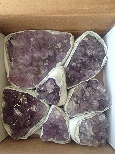 JIC Gem 10-15 Oz Box of Rough Quartz Rose Purple Amethyst Druzy Cluster,Brazilian Crystals,Collection and Reiki