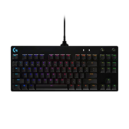 Logitech G PRO Mechanical Gaming Keyboard, Ultra Portable Tenkeyless Design, Detachable Micro USB Cable, 16.8 Million Color LIGHTSYNC RGB Backlit Keys,Black