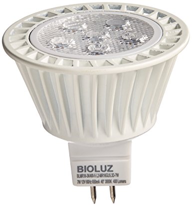 Bioluz LED™ MR16 LED Bulbs, 50W Halogen Equivalent, 7w 12 VAC/DC, GU5.3 Base, , 350lm, 40 Beam Angle, , Warm White, 3000K, Recessed Lighting, Track Lighting, Spotlight, UL Listed