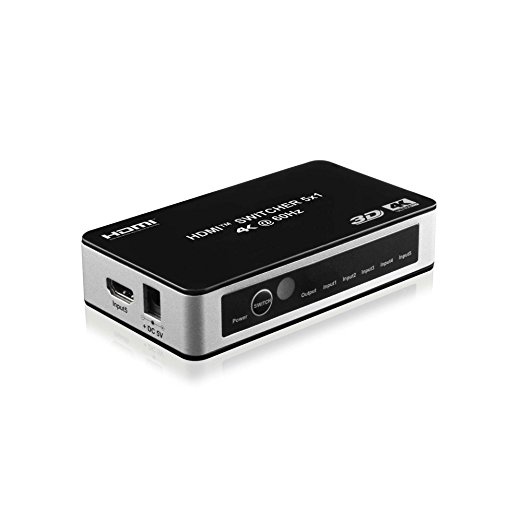 Expert Connect 5x1 HDMI Switch | 5 Port | 5 in - 1 out | Ultra HD 4K/2K @ 60Hz (60 fps), HDR | HDMI 2.0, HDCP 2.2 | Full HD/3D | 1080P | DTS | Dolby Digital | Direct TV | 18 Gbps Bandwidth