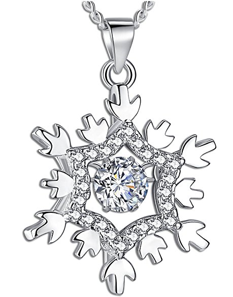 ANEWISH Jewelry Snowflake Pendant Necklace for Women Girl Teen Bridesmaid Christmas Gift 925 Sterling Silver Chain