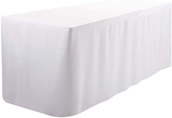 Waysle 6 Feet (L x W: 72"x30") Rectangle Fitted Tablecloth for Wedding Party Banquet,Polyester Cloth Fabric Cover, White